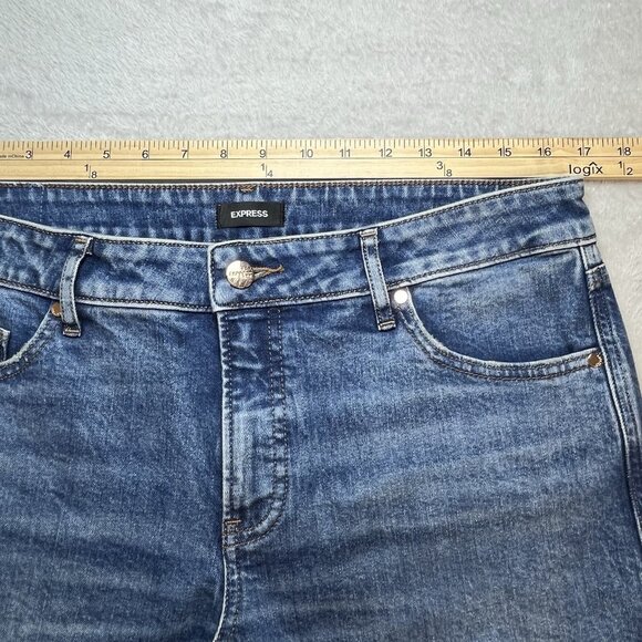 Express Womens Jeans Conscious Edit 90s Ankle Boot Mid Rise Size 12R Denim Y2K - Picture 3 of 6